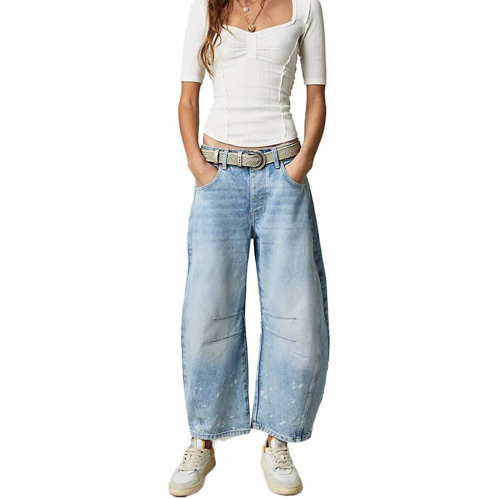 NEW SWEETKAMA dusty barrel wide leg jeans in light blue